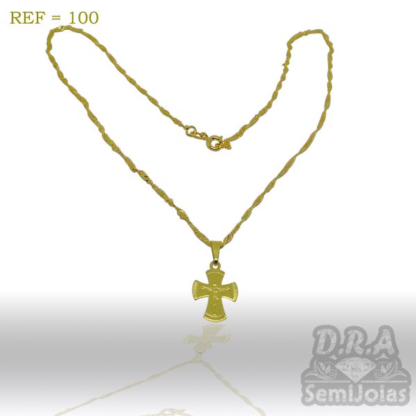 Correntinha com pingente cruz folheado a ouro