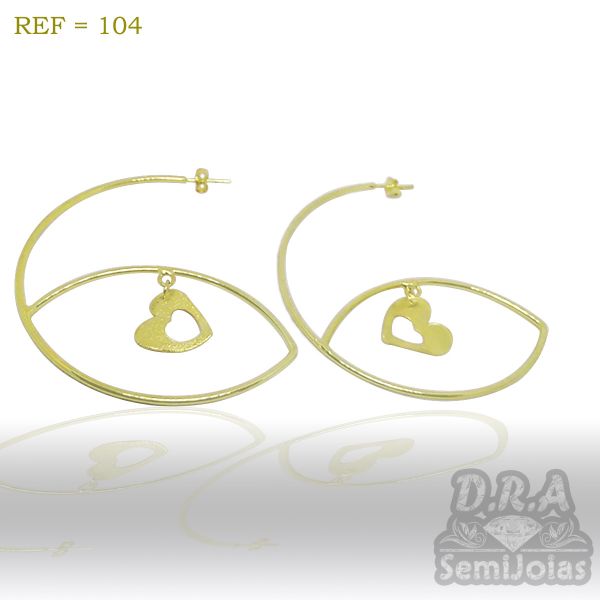 Argola em fio com coração folheada a ouro 18k